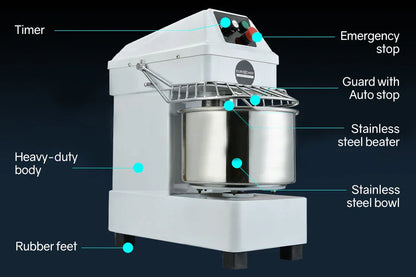 EUROCHEF 10L Spiral Dough Mixer Commercial Machine Bakery Kneader Small Litre - Mekamart Australia