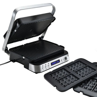 EUROCHEF Smart Multi Contact Grill Sandwich Press Panini Waffle Maker Griddle Stainless Steel - Mekamart Australia