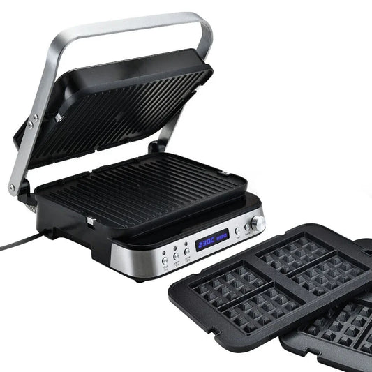 EUROCHEF Smart Multi Contact Grill Sandwich Press Panini Waffle Maker Griddle Stainless Steel - Mekamart Australia