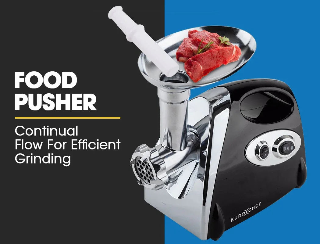 EUROCHEF Electric Meat Grinder, Stainless Steel Mincer Sausage Filler Kibbe Maker, Black - Mekamart Australia