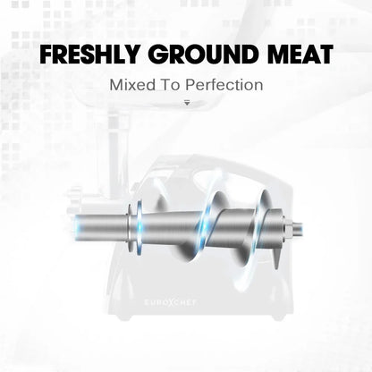 EUROCHEF Electric Meat Grinder, Stainless Steel Mincer Sausage Filler Kibbe Maker, Red - Mekamart Australia