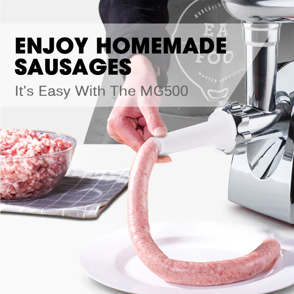 EUROCHEF Electric Meat Grinder, Stainless Steel Mincer Sausage Filler Kibbe Maker, Red - Mekamart Australia