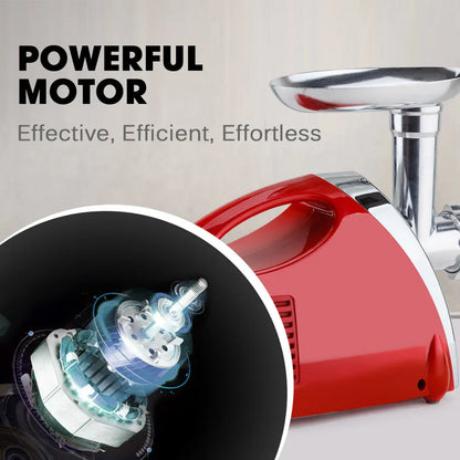 EUROCHEF Electric Meat Grinder, Stainless Steel Mincer Sausage Filler Kibbe Maker, Red - Mekamart Australia