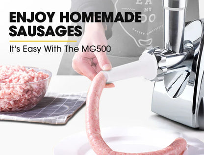 EUROCHEF Electric Meat Grinder, Stainless Steel Mincer Sausage Filler Kibbe Maker, Silver - Mekamart Australia
