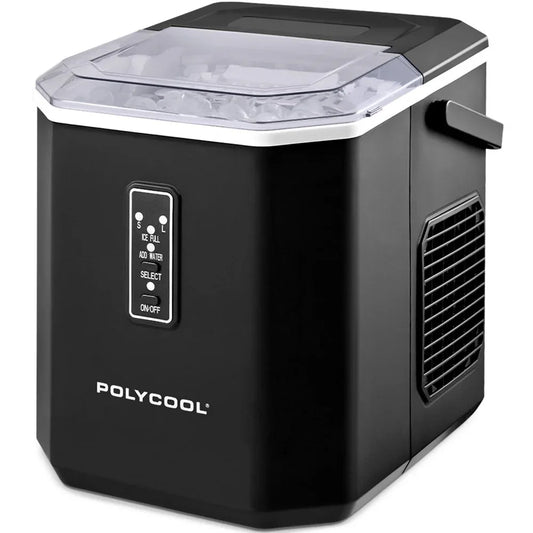 POLYCOOL Portable Ice Maker Machine, Automatic, 12kg/day, Auto Clean, with Scoop and Removable Basket, Black - Mekamart Australia