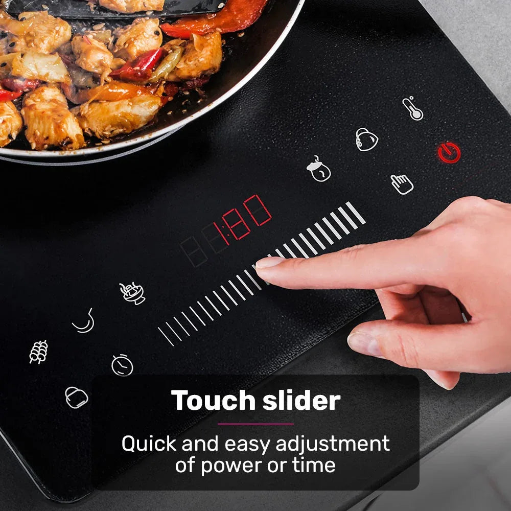EUROCHEF Induction Cooktop, 2000W, 9 Heat Levels, Fast Electric Portable Cooker, Touch Controls with Slider - Mekamart Australia