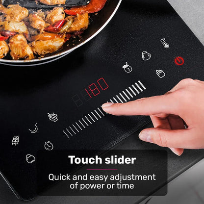 EUROCHEF Induction Cooktop, 2000W, 9 Heat Levels, Fast Electric Portable Cooker, Touch Controls with Slider - Mekamart Australia
