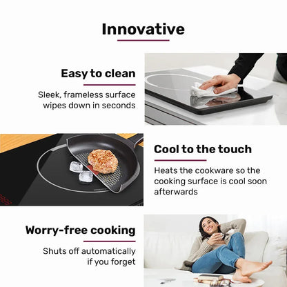 EUROCHEF Induction Cooktop, 2000W, 9 Heat Levels, Fast Electric Portable Cooker, Touch Controls with Slider - Mekamart Australia
