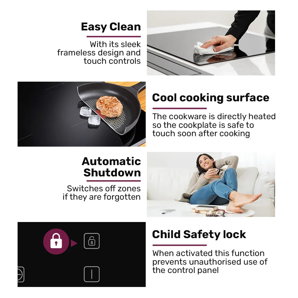 EuroChef 30cm 2 Zone Induction Cooktop, 3300W Electric, Touch Controls - Mekamart Australia