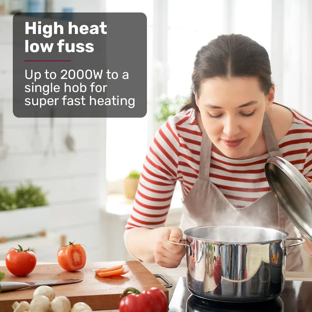 EUROCHEF Double Induction Cooktop, 9 Heat Levels, Fast Electric Portable Cooker, Touch Controls, Standard 10A Power Plug - Mekamart Australia