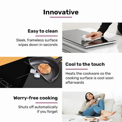 EUROCHEF Double Induction Cooktop, 9 Heat Levels, Fast Electric Portable Cooker, Touch Controls, Standard 10A Power Plug - Mekamart Australia