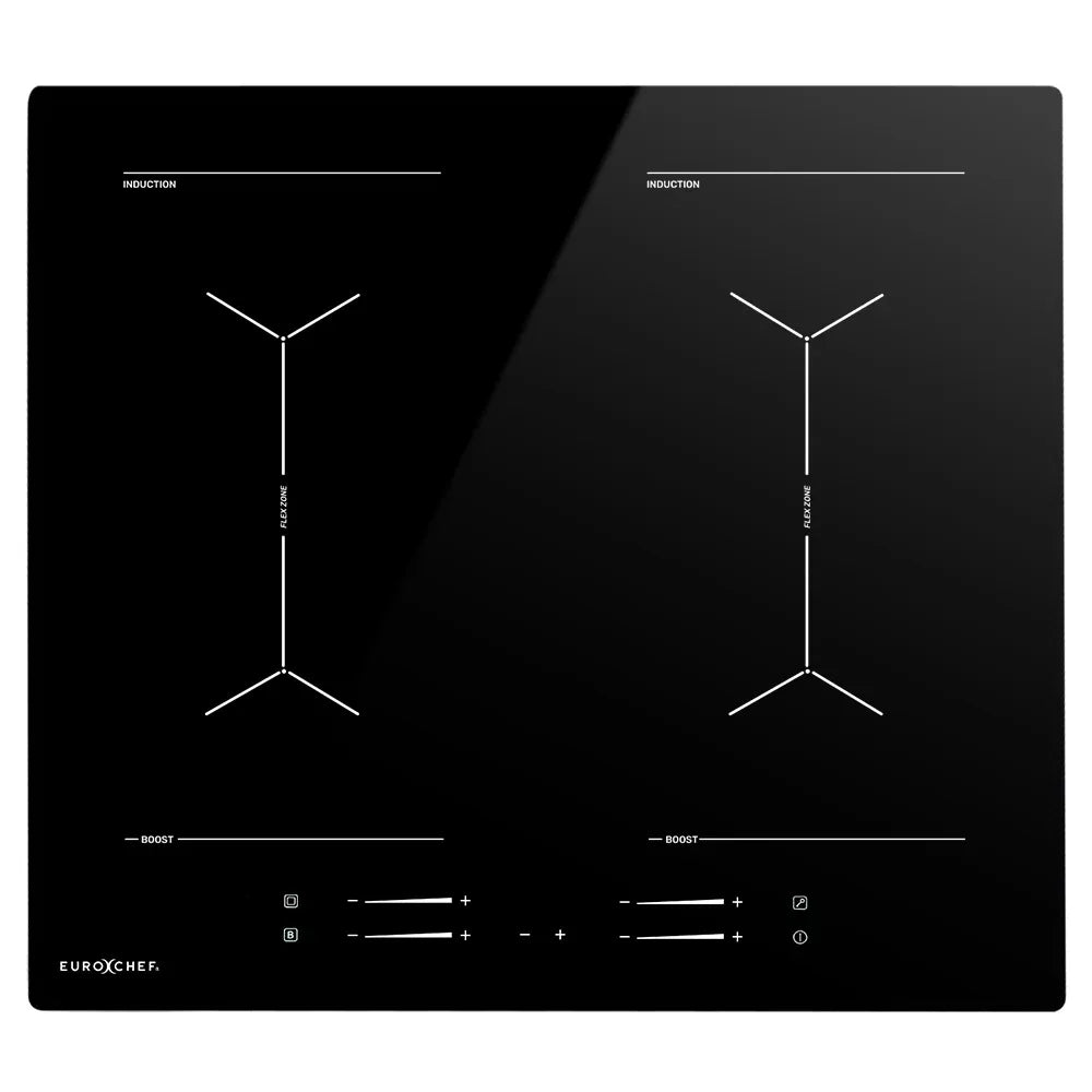 EuroChef 60cm 4 Zone Induction Cooktop, 7200W Electric, Dual Link Bridged Zone Hobs, Touch Controls - Mekamart Australia