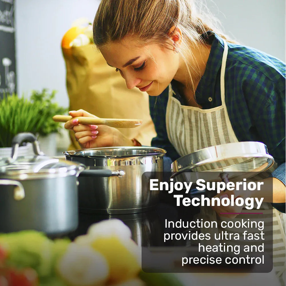 EuroChef 60cm 4 Zone Induction Cooktop, 7200W Electric, Dual Link Bridged Zone Hobs, Touch Controls - Mekamart Australia