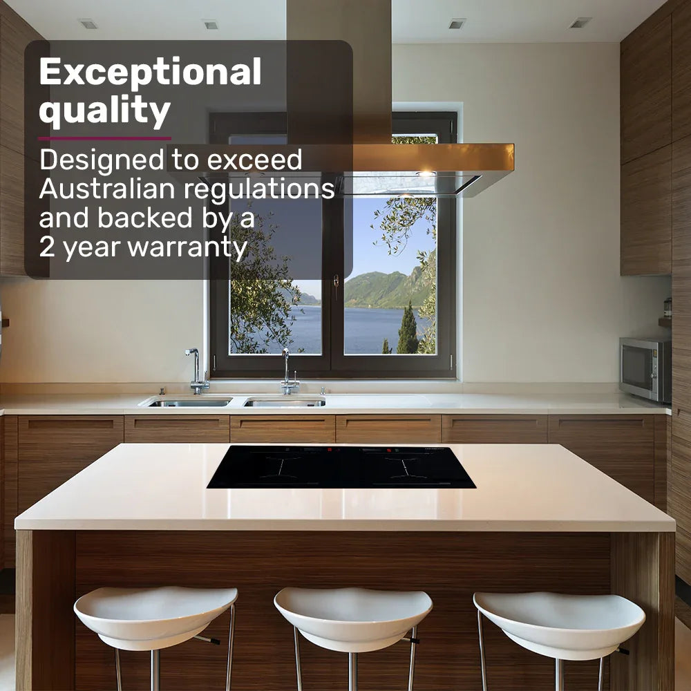 EuroChef 60cm 4 Zone Induction Cooktop, 7200W Electric, Dual Link Bridged Zone Hobs, Touch Controls - Mekamart Australia