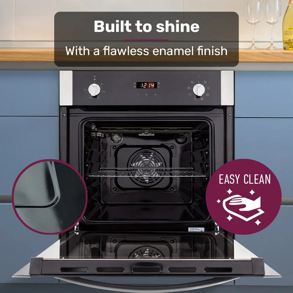 EuroChef 60cm Stainless Built-in 70L Grill 8 Function Fan Forced Electric Wall Oven - Mekamart Australia