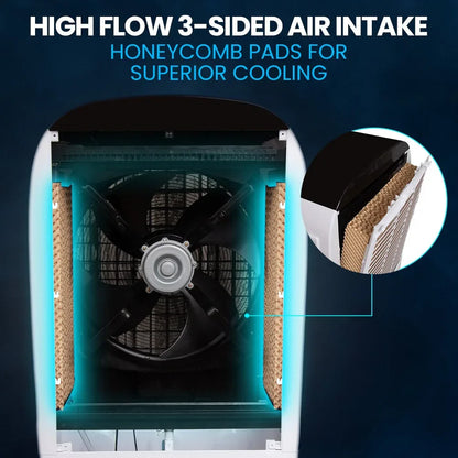 POLYCOOL 450W 80L Evaporative Air Cooler, Commercial Grade, Remote Control, Fan - Mekamart Australia