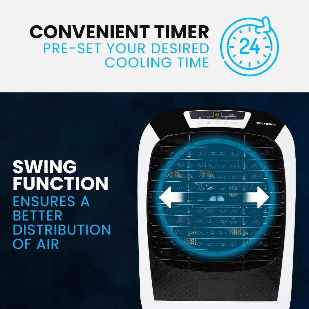 POLYCOOL 450W 80L Evaporative Air Cooler, Commercial Grade, Remote Control, Fan - Mekamart Australia