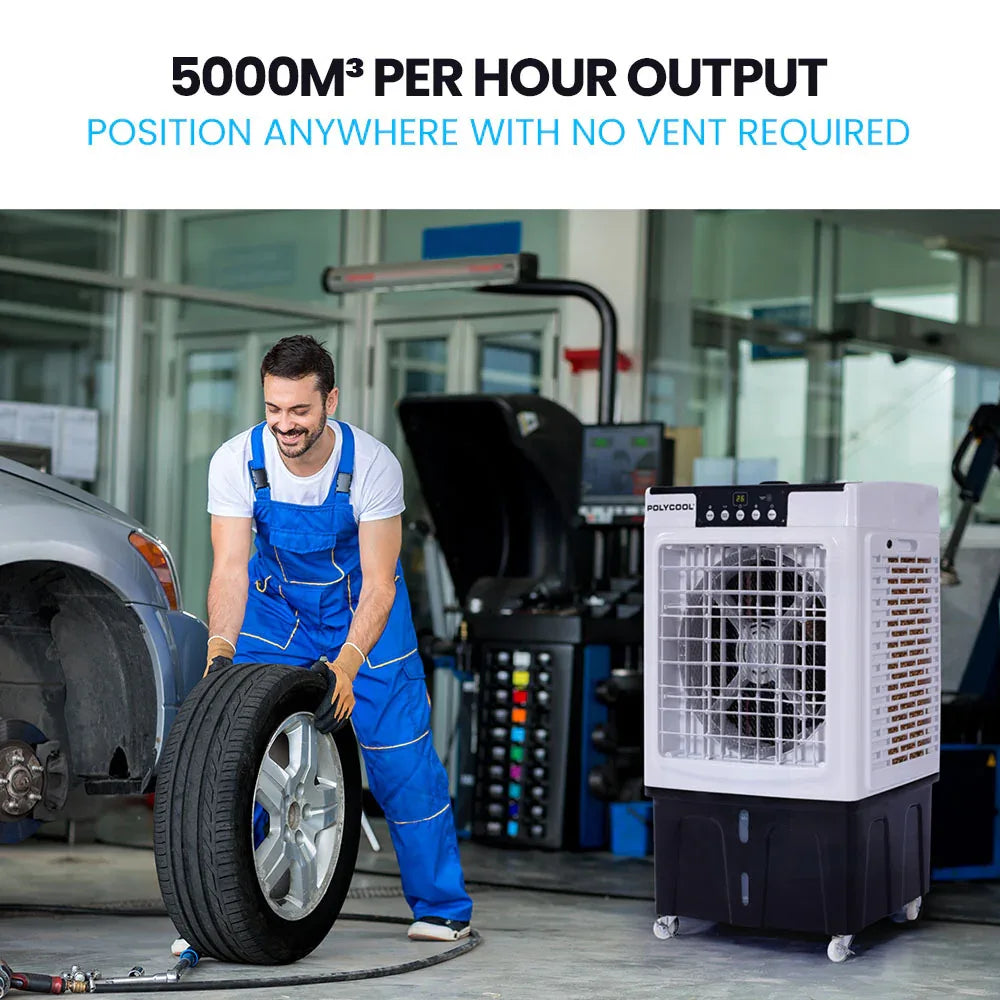 POLYCOOL 30L Evaporative Air Cooler Portable Industrial Fan, Purifier, Humidifier, Remote Control - Mekamart Australia