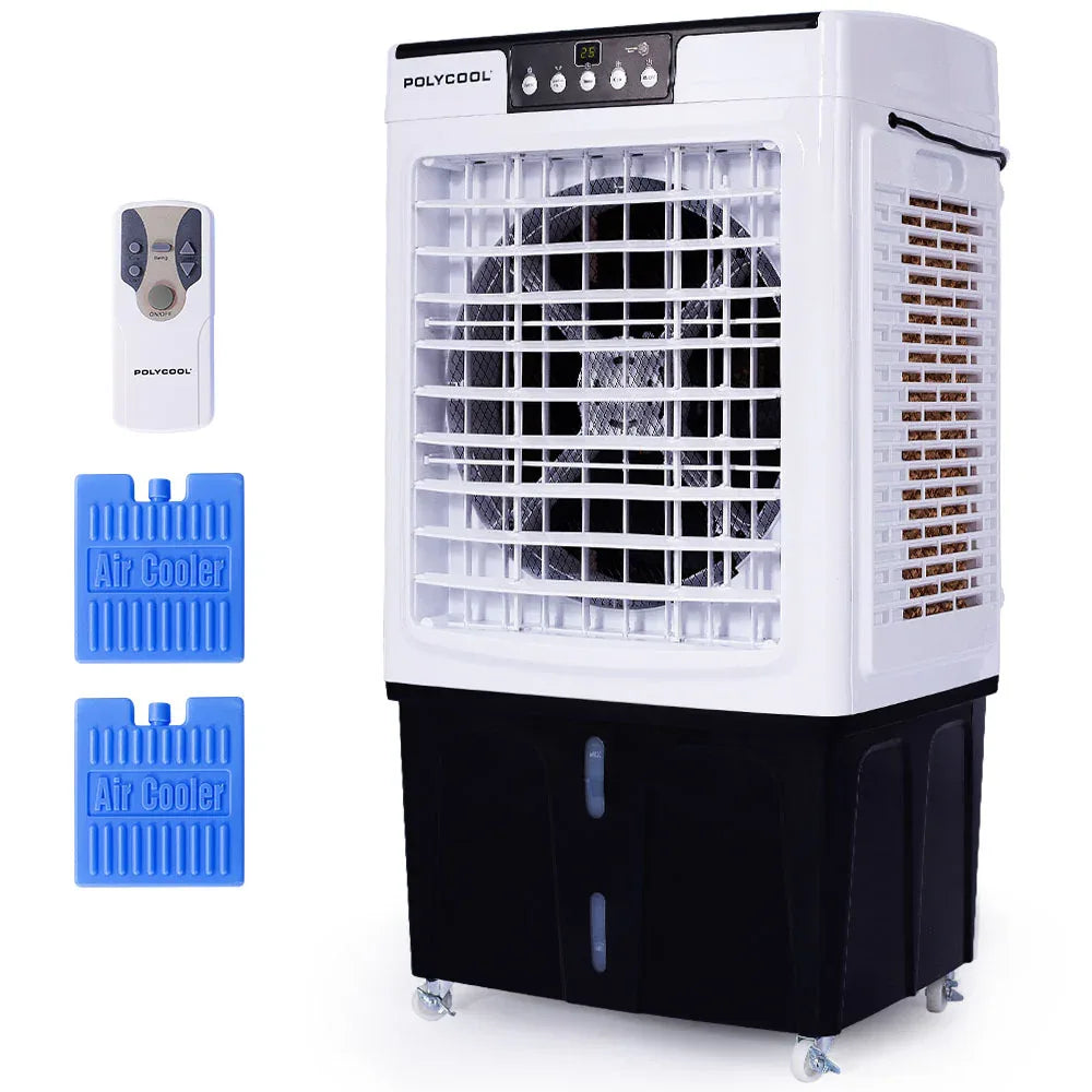 POLYCOOL 45L 125W Evaporative Air Cooler Portable Industrial Fan, Purifier, Humidifier, Remote Control - Mekamart Australia