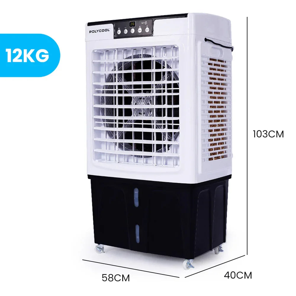 POLYCOOL 45L 125W Evaporative Air Cooler Portable Industrial Fan, Purifier, Humidifier, Remote Control - Mekamart Australia