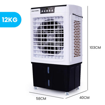 POLYCOOL 45L 125W Evaporative Air Cooler Portable Industrial Fan, Purifier, Humidifier, Remote Control - Mekamart Australia