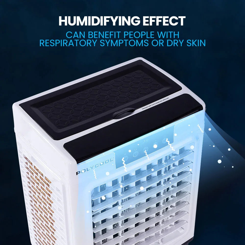 POLYCOOL 45L 125W Evaporative Air Cooler Portable Industrial Fan, Purifier, Humidifier, Remote Control - Mekamart Australia