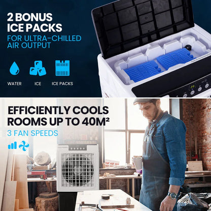 POLYCOOL 45L 125W Evaporative Air Cooler Portable Industrial Fan, Purifier, Humidifier, Remote Control - Mekamart Australia