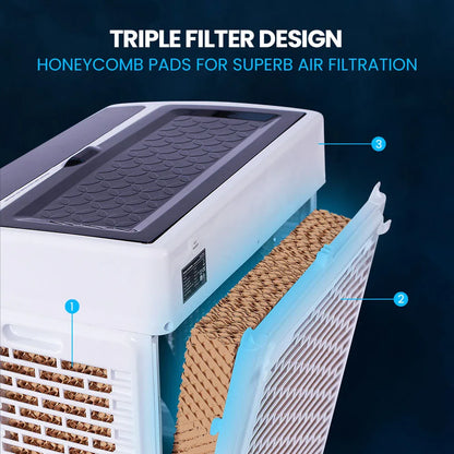 POLYCOOL 35L 220W Portable Evaporative Air Cooler 24 Hour Timer 4 in 1 Cooling Fan w/ Remote - Mekamart Australia