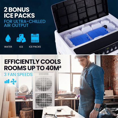 POLYCOOL 35L 220W Portable Evaporative Air Cooler 24 Hour Timer 4 in 1 Cooling Fan w/ Remote - Mekamart Australia