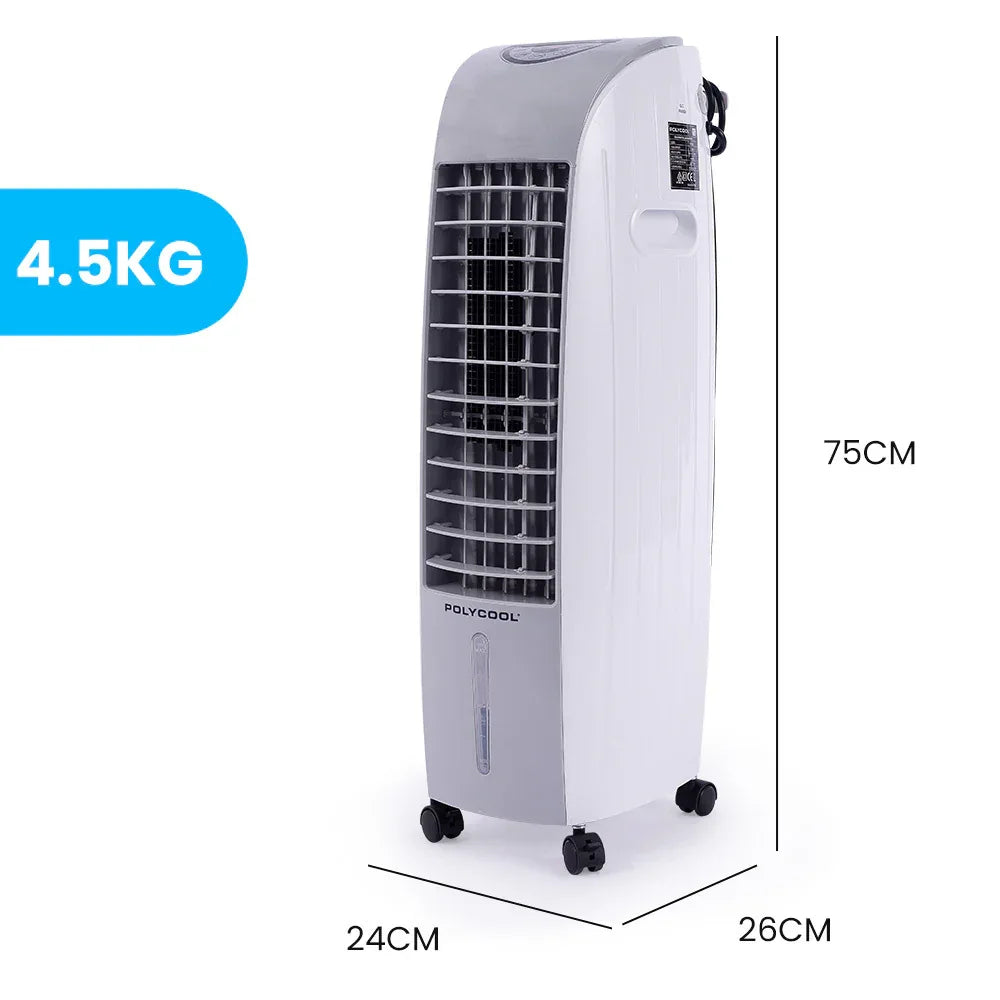 POLYCOOL 6L Portable Evaporative Air Cooler 24 Hour Timer 4 in 1 Cooling Fan - Mekamart Australia