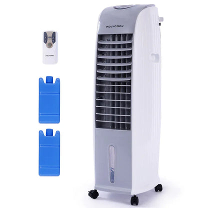 POLYCOOL 8L Portable Evaporative Air Cooler 24 Hour Timer 4 in 1 Cooling Fan, Grey and White - Mekamart Australia