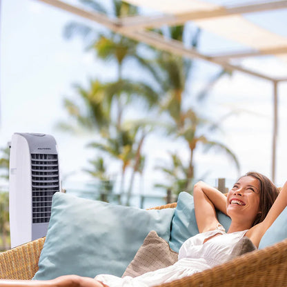 POLYCOOL 8L Portable Evaporative Air Cooler 24 Hour Timer 4 in 1 Cooling Fan, Grey and White - Mekamart Australia