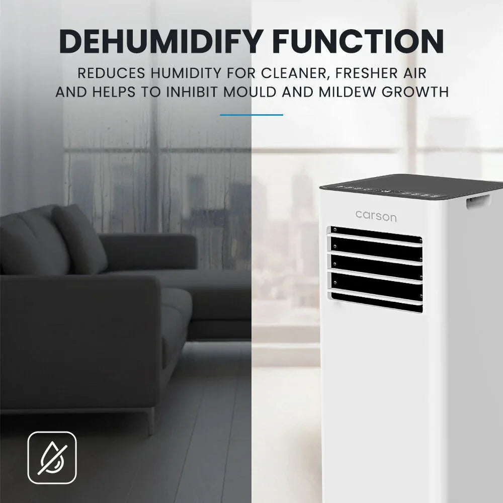 CARSON 2.05kW Portable Air Conditioner, with Fan & Dehumidifier Mode, Remote Control, 24hr Timer, Sleep Mode - Mekamart Australia