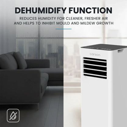 CARSON 2.05kW Portable Air Conditioner, with Fan & Dehumidifier Mode, Remote Control, 24hr Timer, Sleep Mode - Mekamart Australia