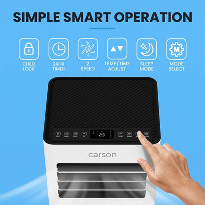 CARSON 2.05kW Portable Air Conditioner, Bluetec Edition, Dehumidifier & Fan Mode, Remote Control, 24hr Timer, Sleep Mode - Mekamart Australia