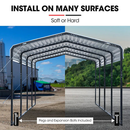 SHADE SHIELD Single Carport Shed 3.3 x 6 x 2.9m, Galvanised Steel Frame, Powder Coated Gable Roof, Shelter for Car Caravan Boat Tractor Agricultural - Mekamart Australia