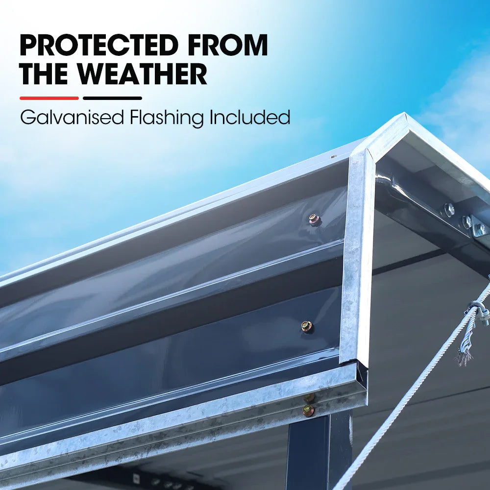 SHADE SHIELD Single Carport Shed 3.3 x 6 x 2.9m, Galvanised Steel Frame, Powder Coated Gable Roof, Shelter for Car Caravan Boat Tractor Agricultural - Mekamart Australia