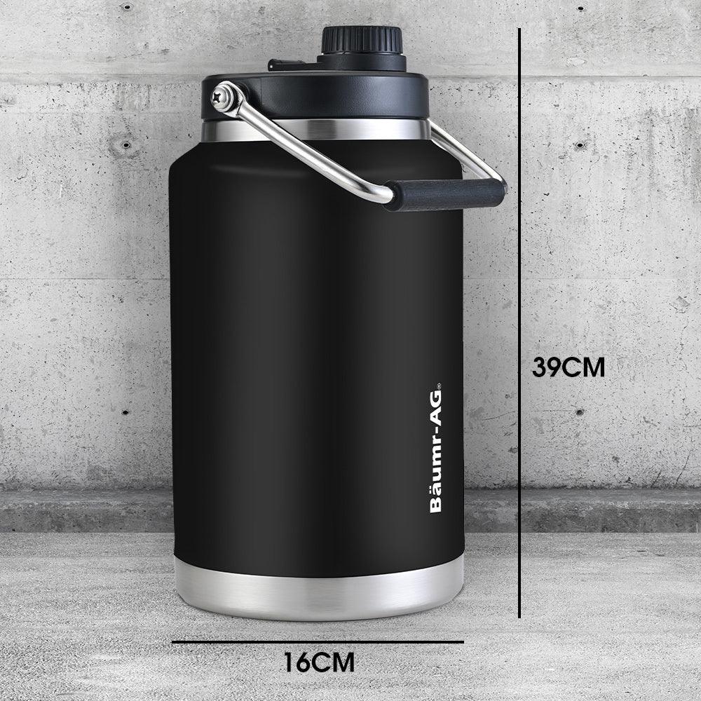 BAUMR-AG 3.8L Double Wall Insulated Stainless Steel Water Bottle, Drink Jug with Handle, Black - Mekamart Australia
