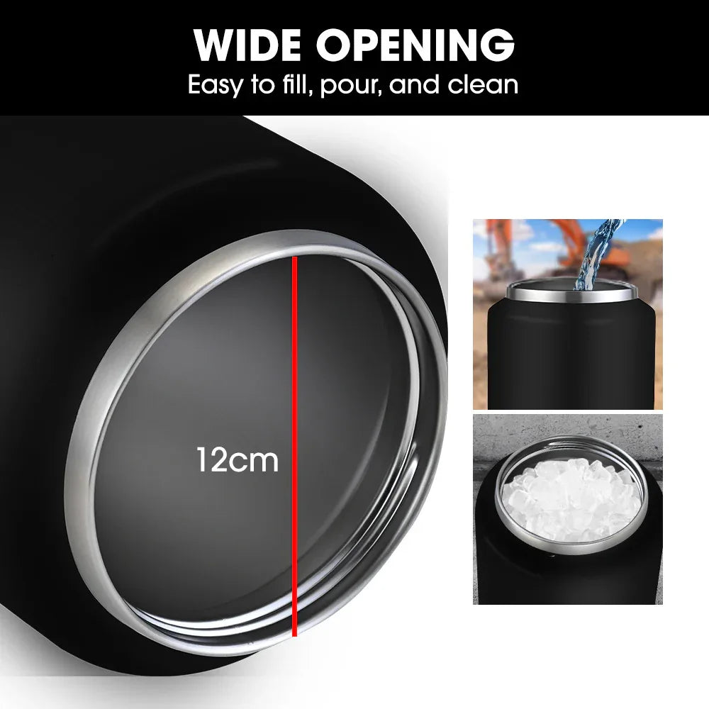BAUMR-AG 3.8L Double Wall Insulated Stainless Steel Water Bottle, Drink Jug with Handle, Black - Mekamart Australia