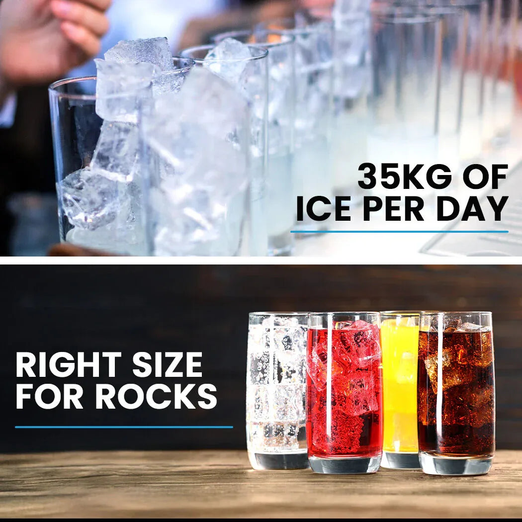 POLYCOOL Commercial Ice Maker Machine, up to 35kg/24hr, Timer & Self Cleaning Programs - Mekamart Australia