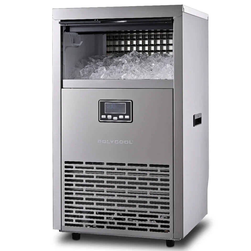 POLYCOOL Commercial Ice Maker Machine, up to 75kg/24hr, Timer & Self Cleaning Programs - Mekamart Australia