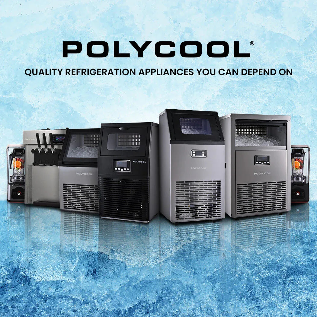 POLYCOOL Commercial Ice Maker Machine, up to 75kg/24hr, Timer & Self Cleaning Programs - Mekamart Australia