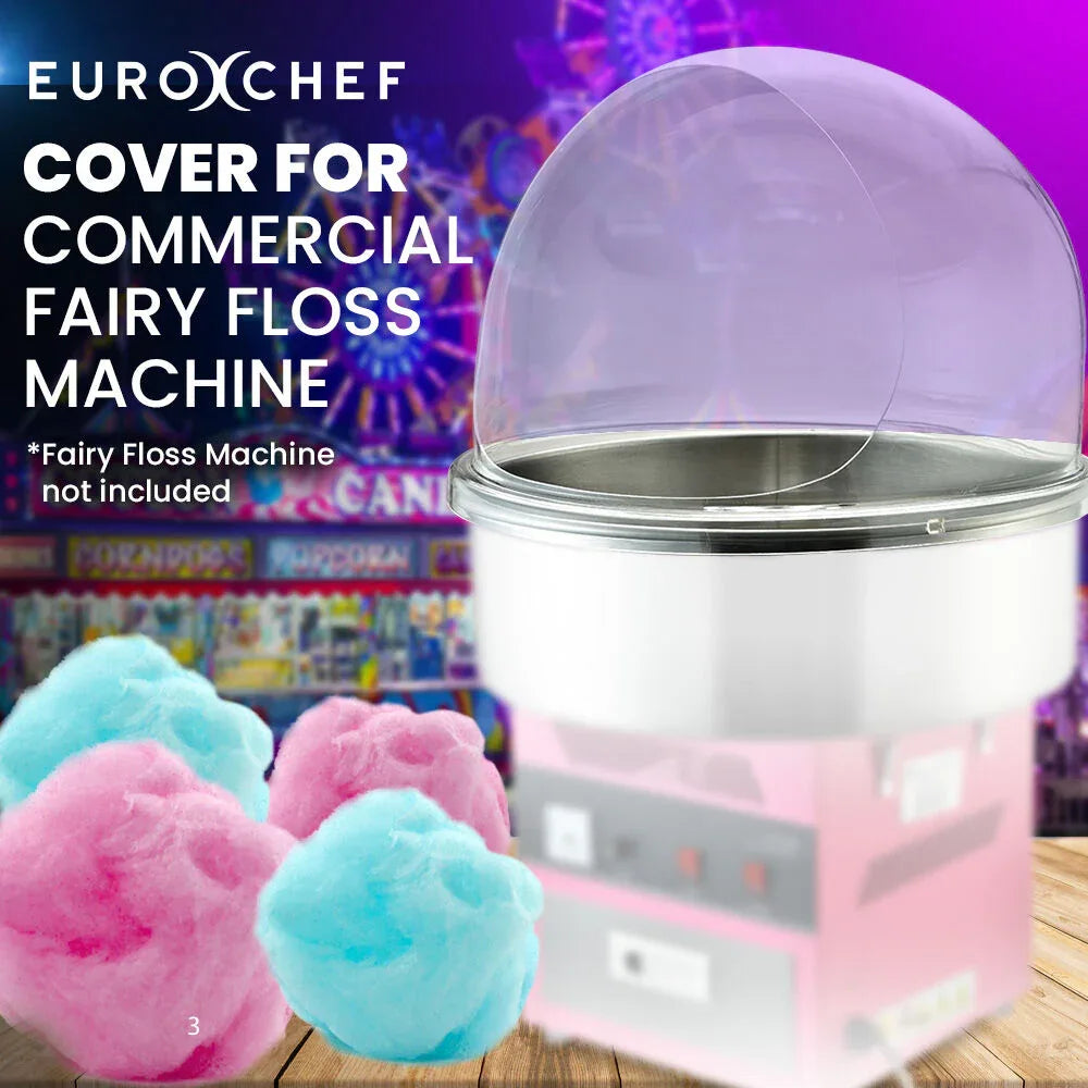 EUROCHEF Commercial Fairy Floss Cotton Candy Maker Machine Bubble Cover 52cm - Mekamart Australia