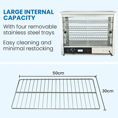 EUROCHEF Electric Food Warmer Display, 1000W, 4-Tier Stainless Steel - Mekamart Australia