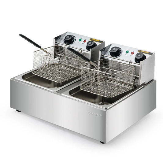 EuroChef Commercial Electric Deep Fryer Twin Frying Basket Chip Cooker Fry - Mekamart Australia