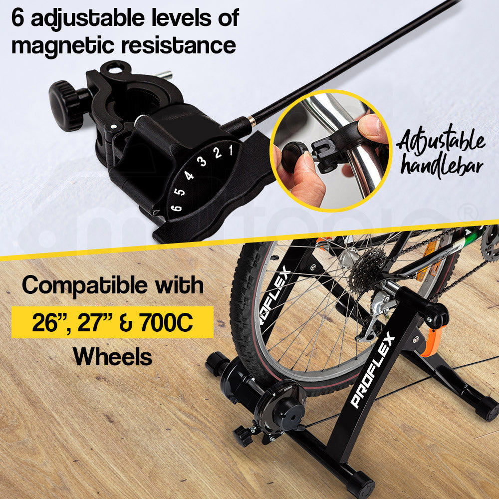 PROFLEX Indoor Bicycle Trainer - Bike Cycling Stationary Magnetic Stand Training