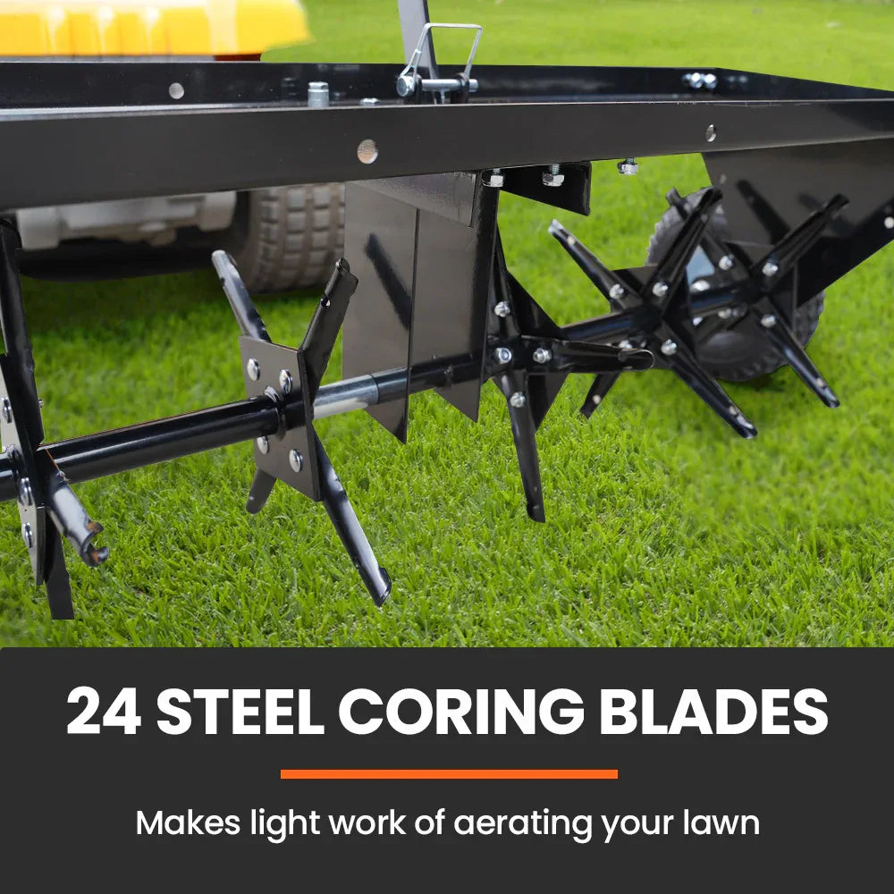 PlantCraft Tow Behind Plug Lawn Aerator 1m (40") Wide, Universal Hitch for Ride on Mower, Garden Tractor - Mekamart Australia