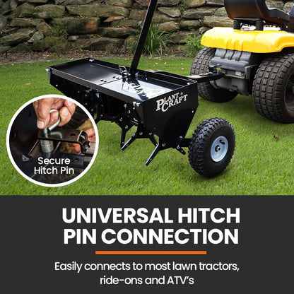 PlantCraft Tow Behind Plug Lawn Aerator 1m (40") Wide, Universal Hitch for Ride on Mower, Garden Tractor - Mekamart Australia