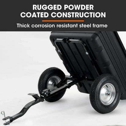 PlantCraft Poly Dump Cart, 272kg Load Heavy Duty Tipper Trailer, 16-inch Tyres, for Ride-on Lawn Mower Tractor, ATV, Quad Bike - Mekamart Australia