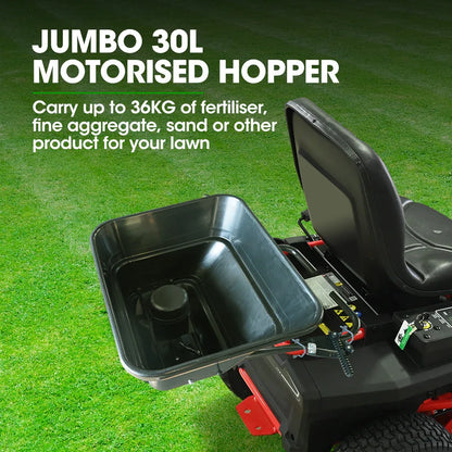 PLANTCRAFT Spreader 12V 36kg 30L Lawn Seed Fertiliser, for ATV, Ride on Mower, with Rain Cover - Mekamart Australia